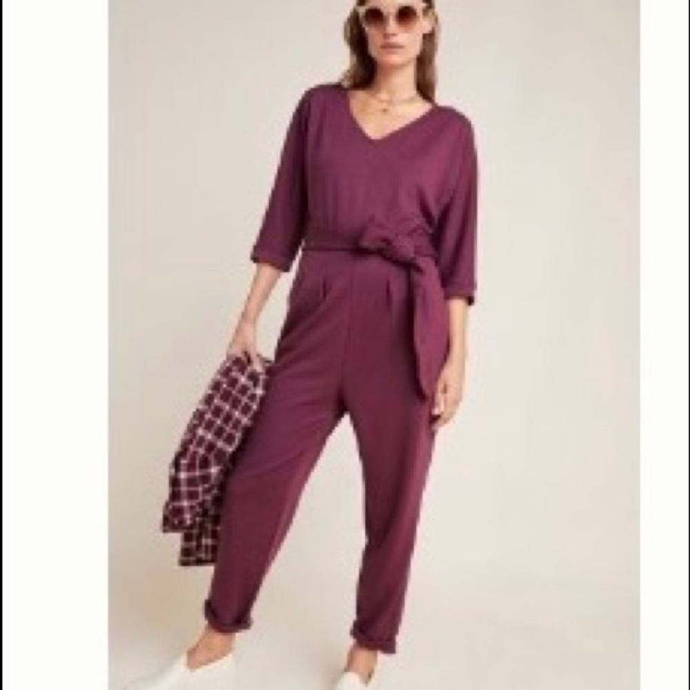 Anthropologie Sutton Ponte Jumpsuit in Maroon size Small